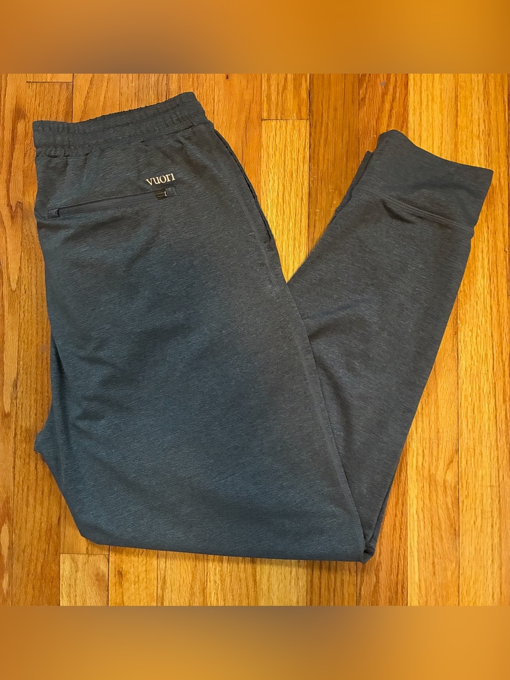 Vuori Ponto Performance Gray Jogger Pants Drawstring Zip Pocket Men’s Size XL